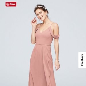 David's Bridal Off-the-Shoulder Bridesmaid Dress w/ Cascade Ballet Pink Size 6